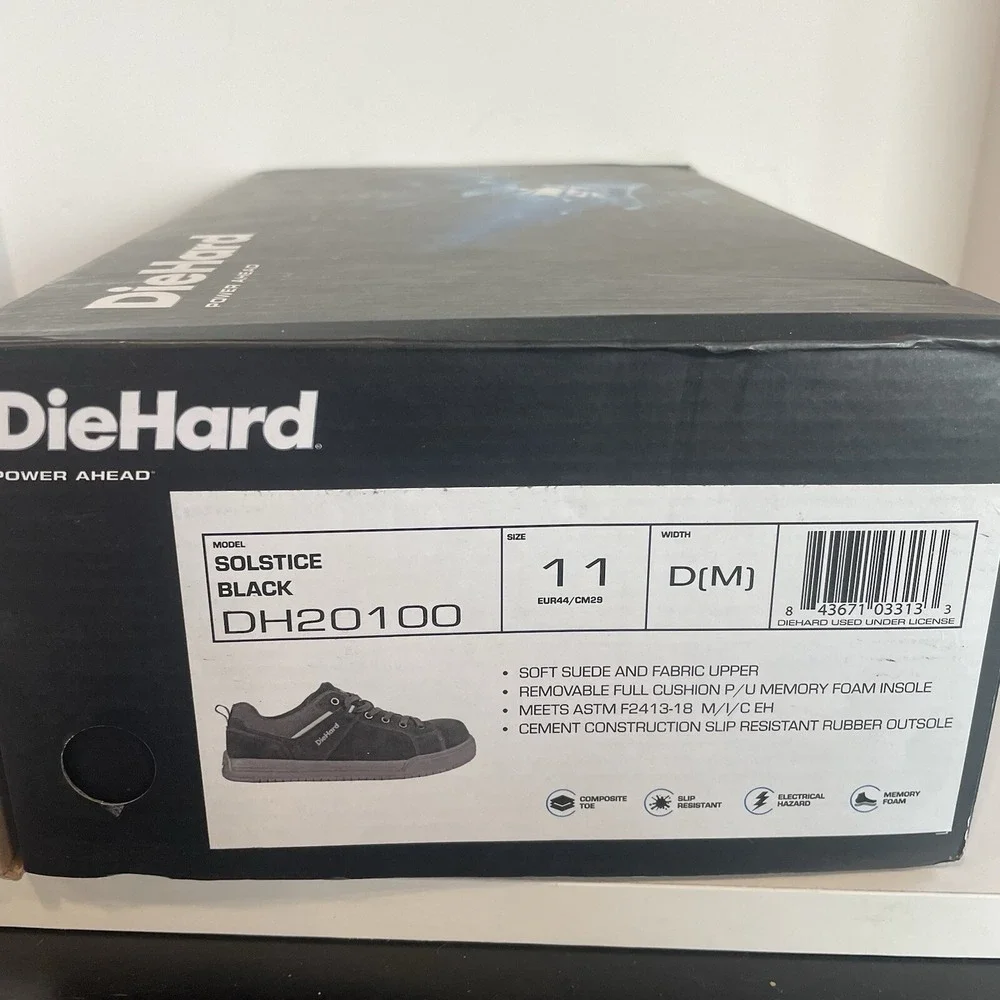 DieHard Solstice Black Suede Work Shoes Composite Toe Men's‎ Size 11